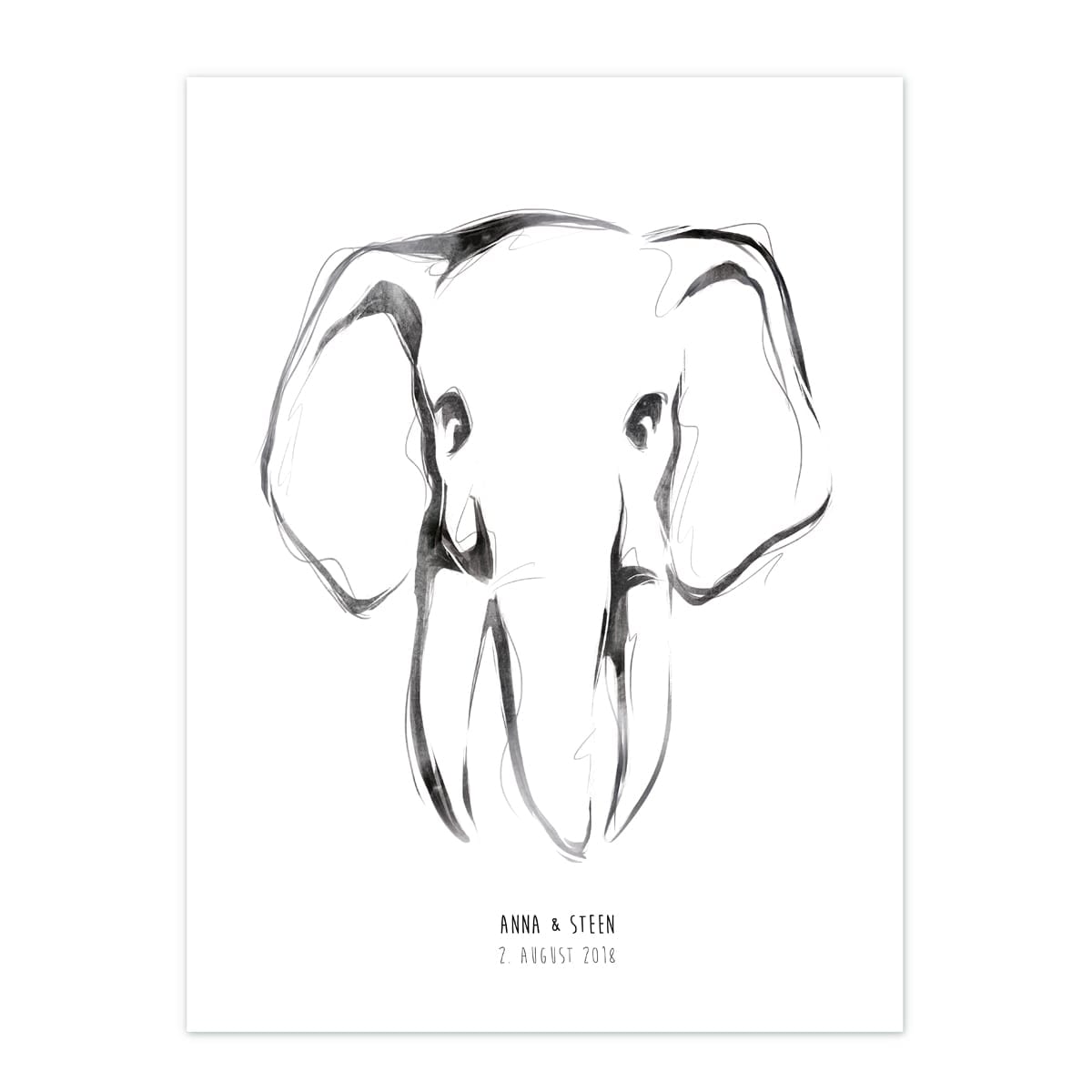 Fingertryksplakat  –  Elefant