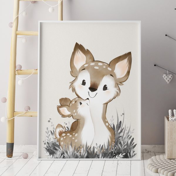 Børneplakat dådyr fra PRIK og STREG woodland