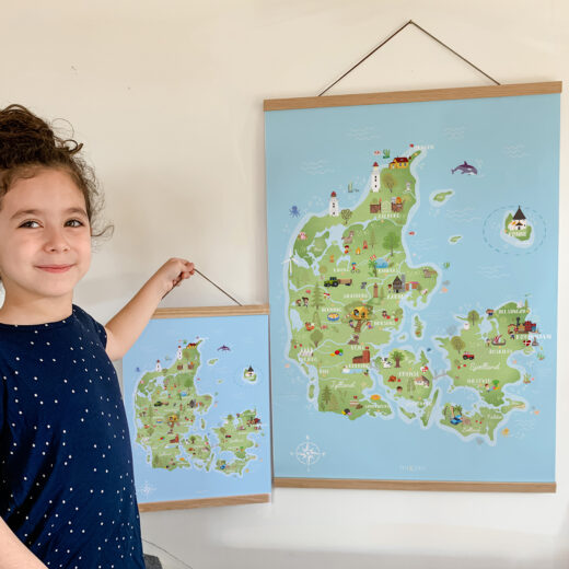 Danmarkskort plakat til børn fra PRIK og STREG