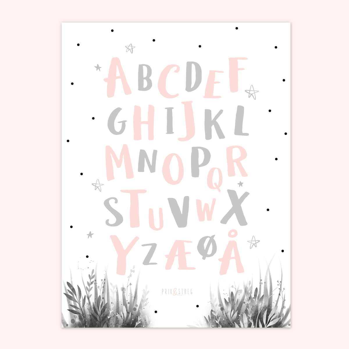 Alfabet Plakat | Woodland Hvid | Pudder