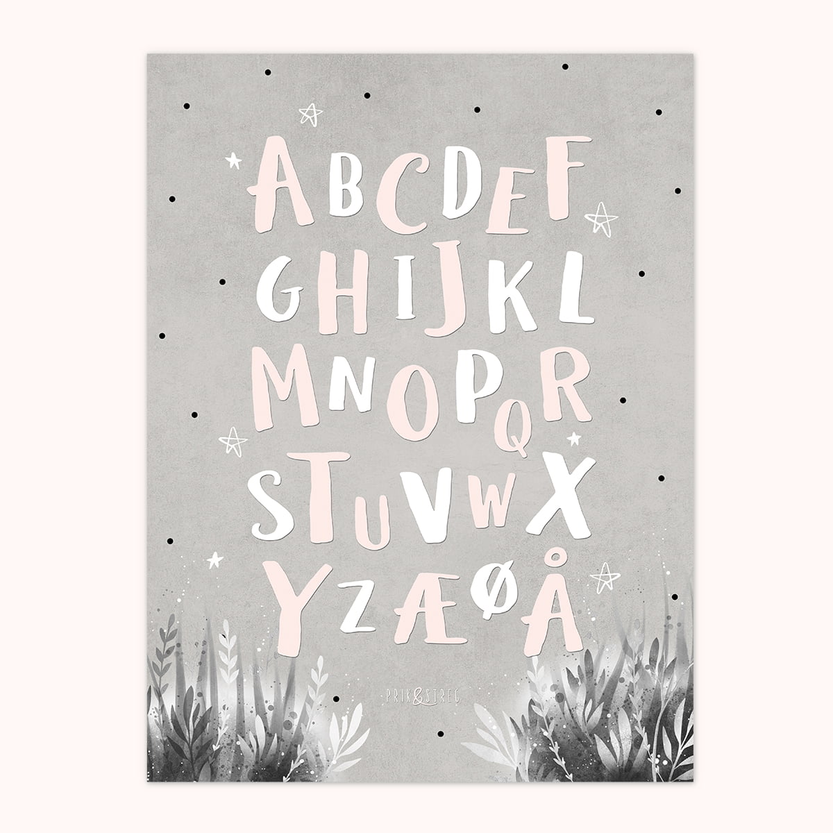 Alfabet Plakat | Woodland Grå | Pudder