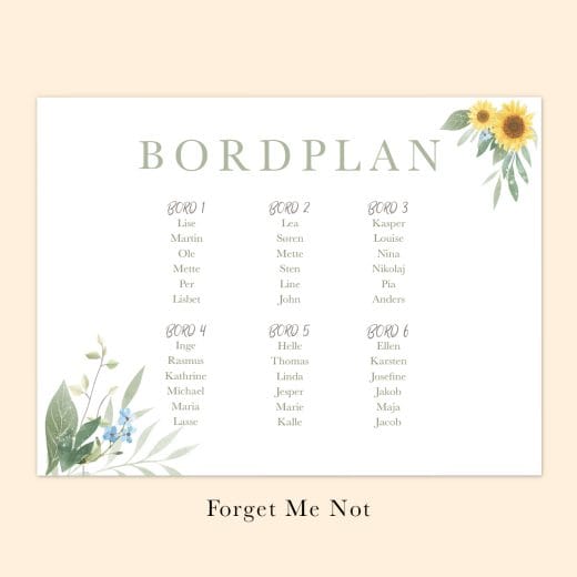 Bordplan til bryllup