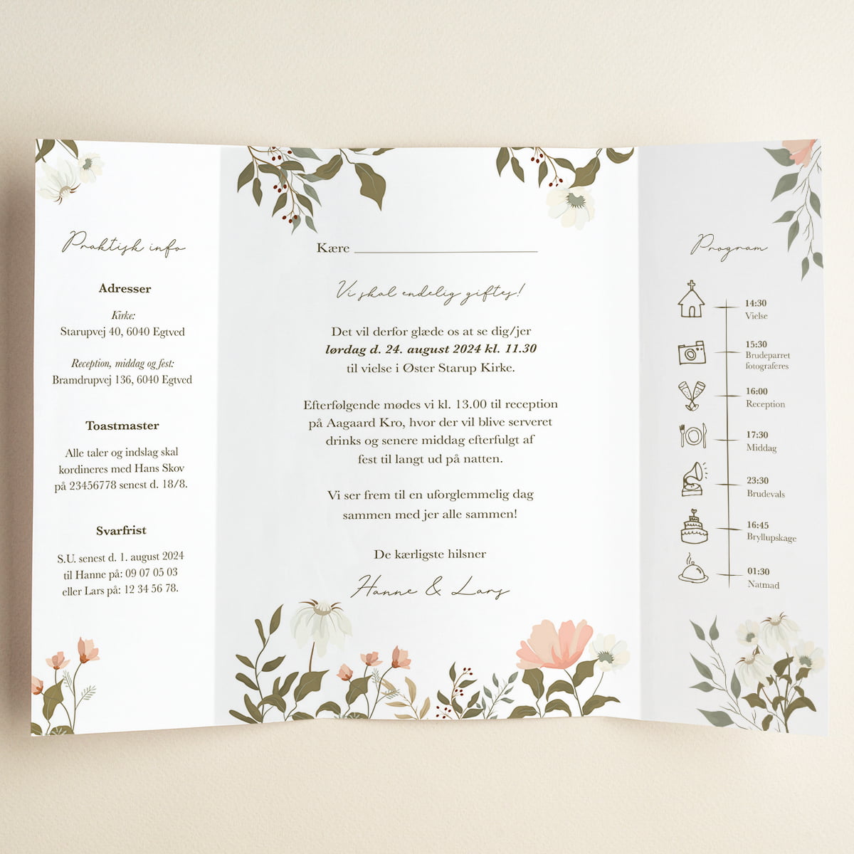 Portfals invitation til Bryllup | Anemone