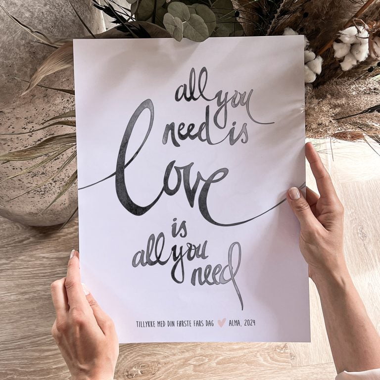 All You Need is Love plakat lys fra PRIK & STREG