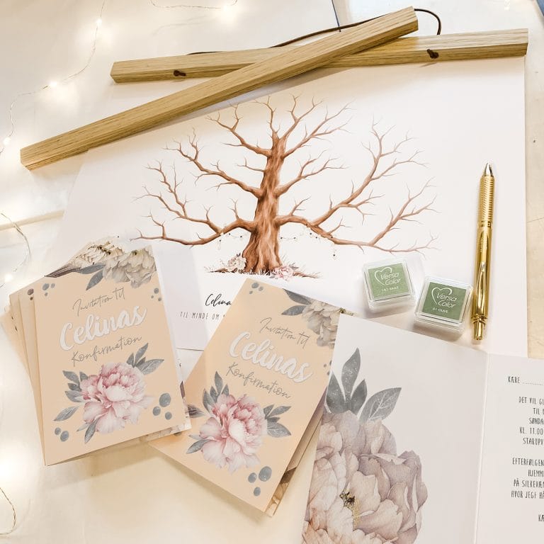 Konfirmationsinvitation | Peach Peonies fra PRIK & STREG
