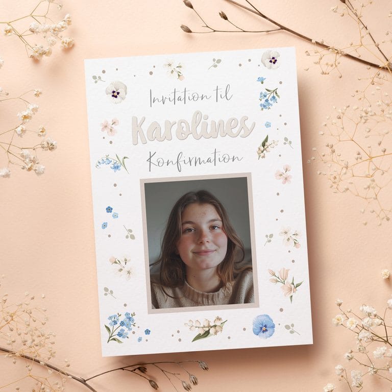 Konfirmationsinvitation wildflower white