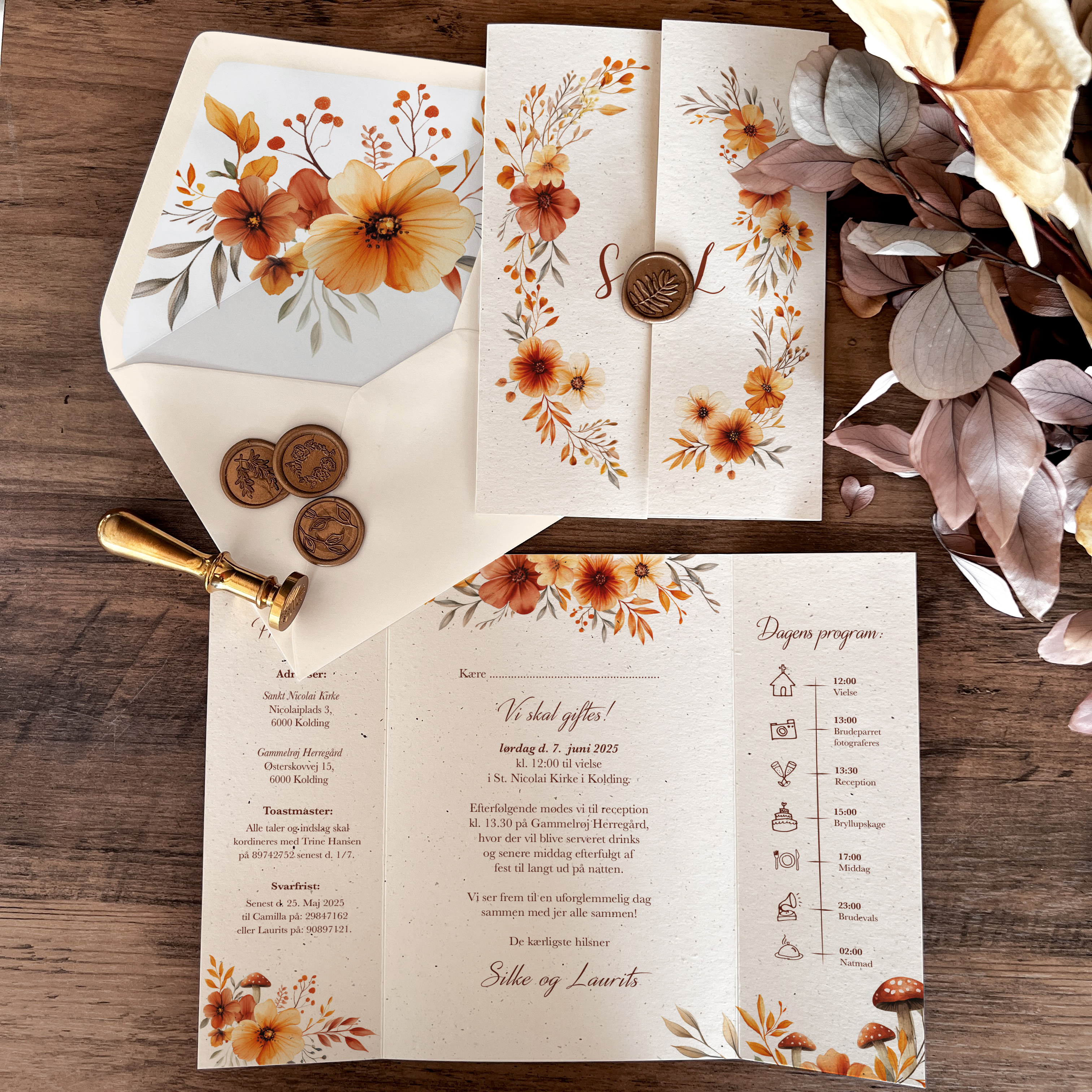 Portfals bryllupsinvitation | Autumn Floral