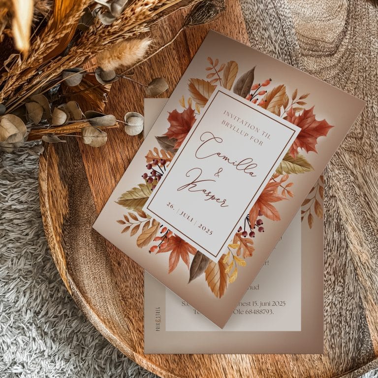 Eftårs bryllupsinvitation | Autumn Leaves