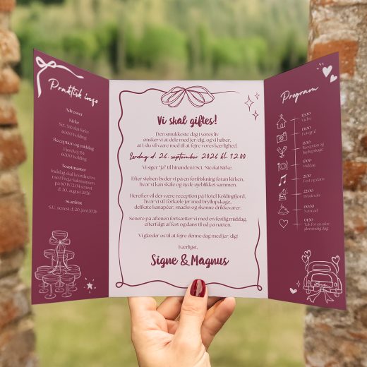 Portfals invitation til Bryllup | Raspberry