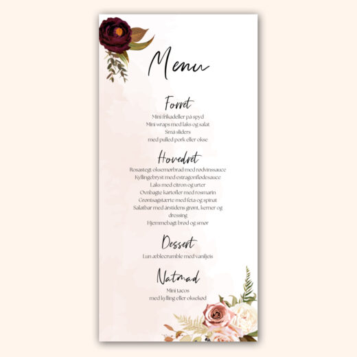 Bryllup | Menukort | Flower Bouquet