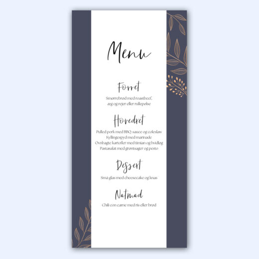 Bryllup | Menukort | Navy Dream