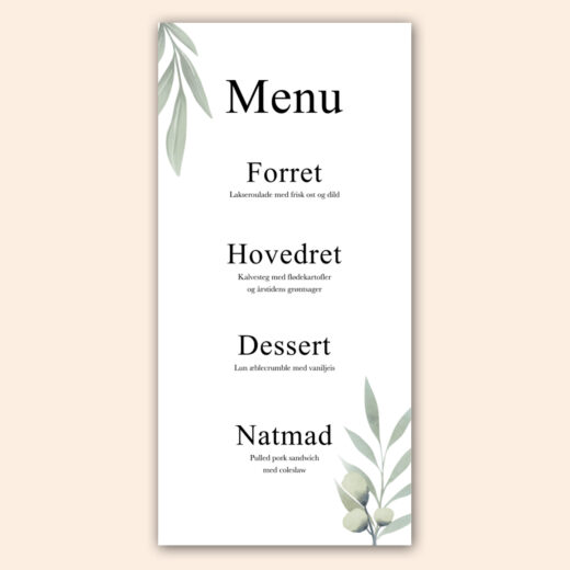 Bryllup | Menukort | Silent