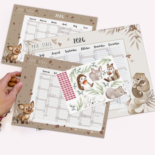 Kalender 2026 med klistermærker