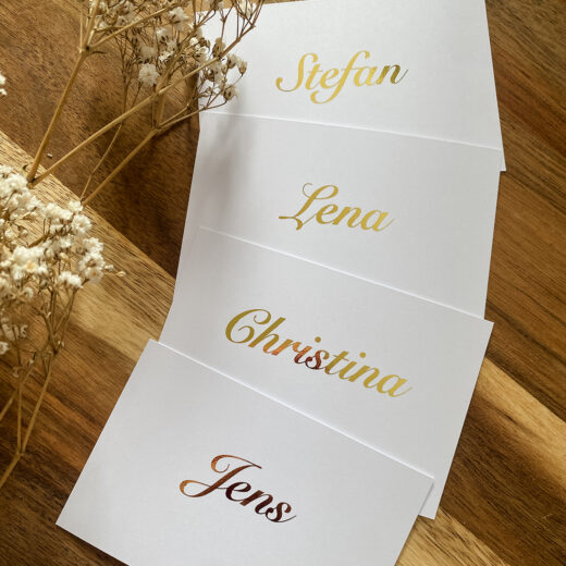 Bordkort til bryllup | White & Gold