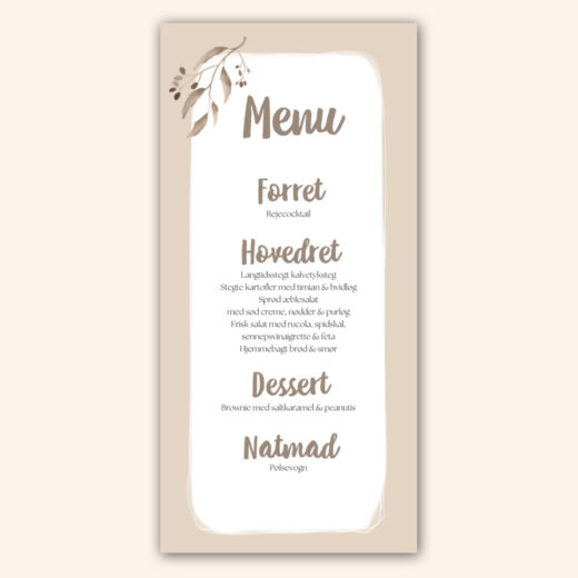 Konfirmation | Menukort | Beige