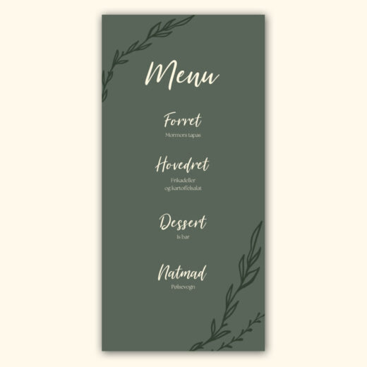 Konfirmation | Menukort | Evergreen