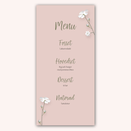 Konfirmation | Menukort | Mini Flower