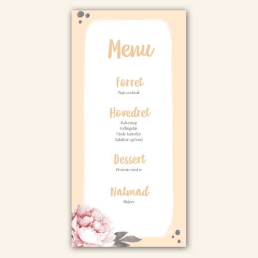 Konfirmation | Menukort | Peonies