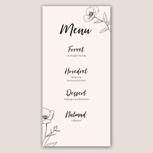 Konfirmation | Menukort | Simple Flower