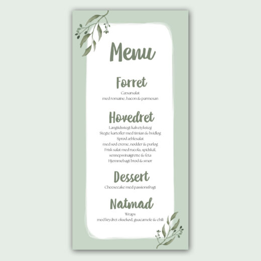 Konfirmation | Menukort | Sage Green