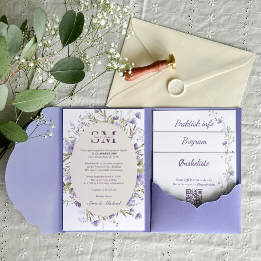 Pocketfold lommekuvert Lilac Garden