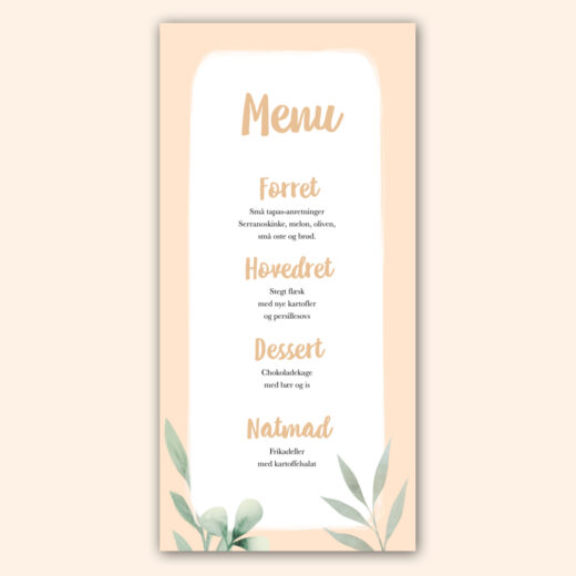 Barnedåb | Menukort | Peach Leaves