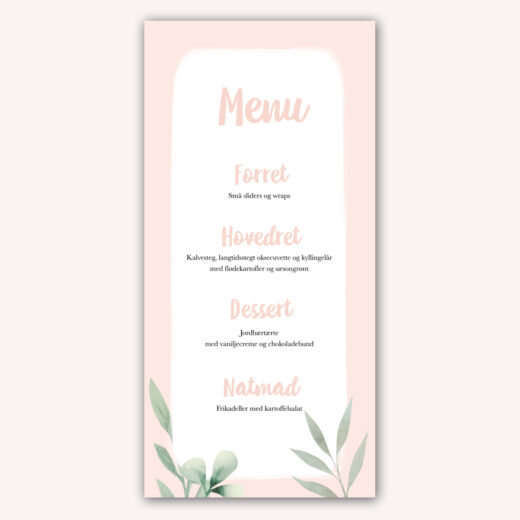 Barnedåb | Menukort | Blush Leaves