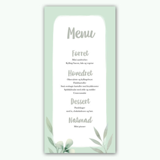 Barnedåb | Menukort | Mint Leaves