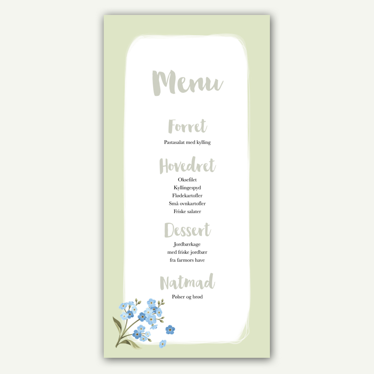Menukort til konfirmation: Wildflower Sage