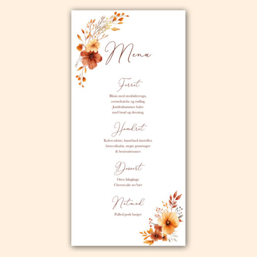 Bryllup | Menukort | Autumn Foral
