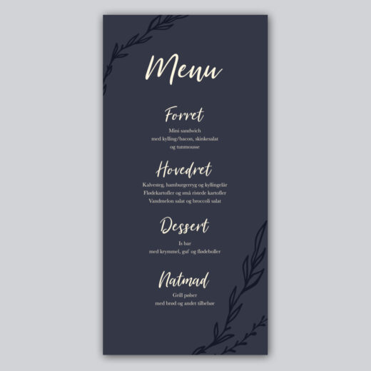 Konfirmation | Menukort | Midnight