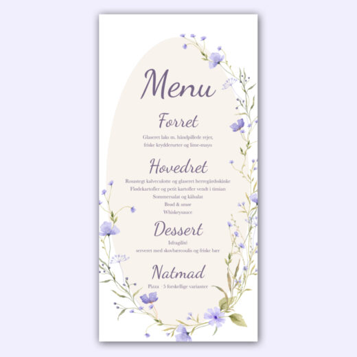 Bryllup | Menukort | Lilac Garden