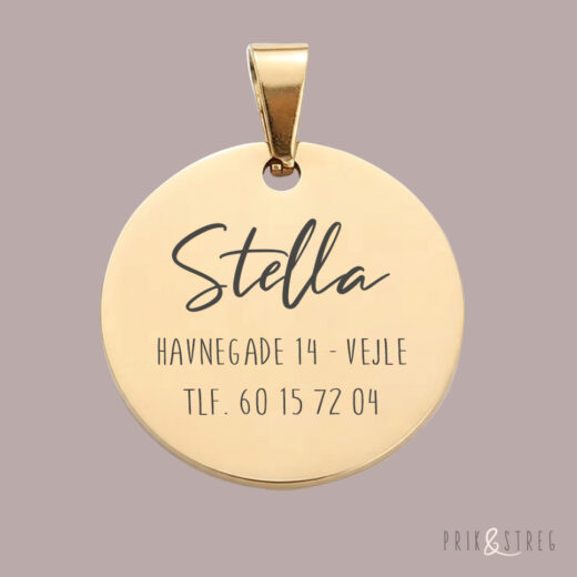 Hundetegn rundt guld 3cm